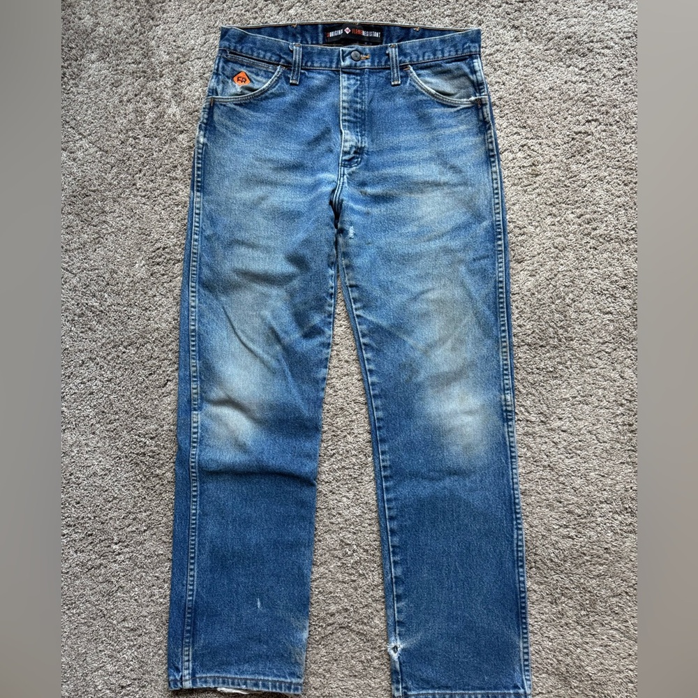 Wrangler Blue Straight Jeans with Vintage Fading